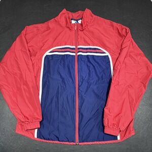 Vintage 90s Adidas Women's Red Blue WhiteFull Zip Windbreaker Jacket Size Medium